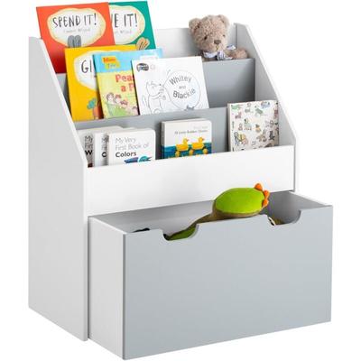 SoBuy KMB17-HG Kinder Bücherregal Kinderregal mit 3 Ablagefächern und Einer herausnehmbaren