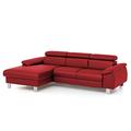 Mivano Ecksofa Micky mit Recamiere / L-Form-Sofa mit Schlaffunktion, Bettkasten und Kopfteilverstellung / 244 x 72 x 166 / Kunstleder, Rot