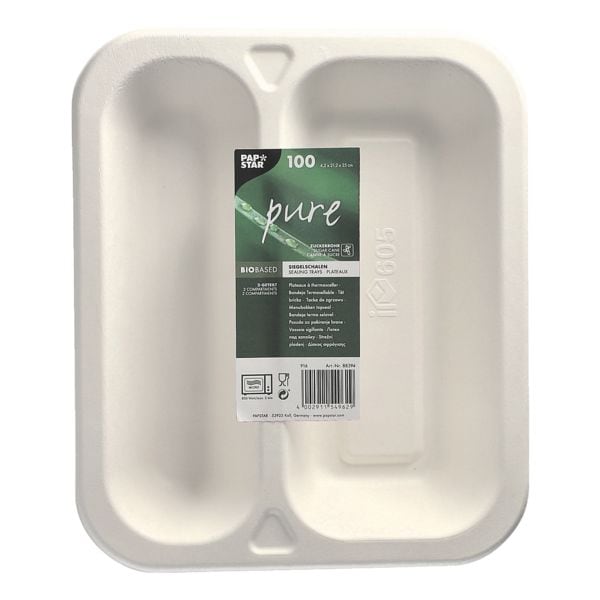 Papstar 100 Siegelschalen 2-geteilt weiß 975 ml - 21,2 x 25 cm weiß Image