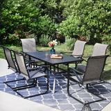 Lark Manor™ Aivo Rectangular 6 - Person 60" Long Outdoor Dining Set Metal in Black | 28 H x 60 W x 35 D in | Wayfair