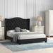 Willa Arlo™ Interiors Satterlee Tufted Low Profile Standard Bed Upholstered/Polyester in Gray/Black | 54.53 H x 59.84 W x 81.5 D in | Wayfair