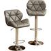 George Oliver Decotis Swivel Adjustable Height Bar Stool Upholstered/Leather/Metal/Faux leather in Gray | 20.63 W x 20.5 D in | Wayfair