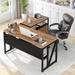 Tribesigns 63-inche L Shaped Desk with Lateral Cabient, 2 piece Home Office Executive Desk with Drawer Shelf