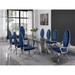 Best Quality Furniture Modern 9pc Dining Set w/ Stainless Steel Armchairs