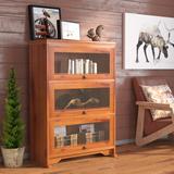 Foundry Select Rafeef 29.13" W Solid Wood Barrister Bookcase Wood in Brown | 60 H x 32.5 W x 13.25 D in | Wayfair E74EABFA55B34FDD805D4CFD313F8718