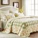 August Grove® Raila Multicolor Standard Cotton Reversible Farmhouse Quilt Set Cotton in Green/Indigo/White | King Quilt + 2 Shams | Wayfair