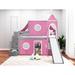 Zoomie Kids Johannes Solid Wood Twin Low Loft Bed w/ 3 Drawer Stairway Slide Tent & Tower in Pink/Gray | 87.5 H x 84.75 W x 98 D in | Wayfair