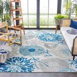 Blue 108 x 0.17 in Area Rug - Ebern Designs Kellems Floral Gray/Navy Indoor/Outdoor Area Rug | 108 W x 0.17 D in | Wayfair