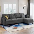 Gray Sectional - Andover Mills™ Campbelltown 102" Wide Microfiber Reversible Sofa & Chaise w/ Ottoman Polyester | 36.6 H x 102 W x 55 D in | Wayfair