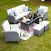 One Allium Way® Brixham 6 Piece Rattan Sofa Seating Group w/ Cushions Synthetic Wicker/All - Weather Wicker/Wicker/Rattan in Gray | Outdoor Furniture | Wayfair