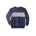 Men's Big & Tall Fleece Crewneck Sweatshirt by KingSize in Navy Colorblock (Size 7XL)