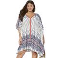 Plus Size Women's Kelsea Cover Up Tunic by Swimsuits For All in Blue Boho Coral (Size 14/16)