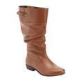 Extra Wide Width Women's The Monica Wide Calf Leather Boot by Comfortview in Dark Cognac (Size 10 WW)