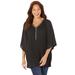 Plus Size Women's Bejeweled Pleated Blouse by Catherines in Black (Size 2X)