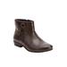 Extra Wide Width Women's The Terri Leather Bootie by Comfortview in Brown (Size 9 WW)