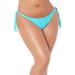 Plus Size Women's Side Tie Swim Brief by Swimsuits For All in Turquoise White Stripe (Size 14)