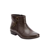 Wide Width Women's The Terri Leather Bootie by Comfortview in Brown (Size 11 W)