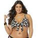 Plus Size Women's Mentor Tie Front Bikini Top by Swimsuits For All in Animal Print (Size 6)