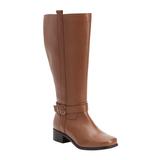 Extra Wide Width Women's The Donna Wide Calf Leather Boot by Comfortview in Cognac (Size 7 1/2 WW)