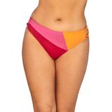 Plus Size Women's Romancer Colorblock Bikini Bottom by Swimsuits For All in Pink Orange (Size 18)