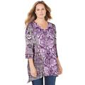 Plus Size Women's Artistry V-Neck Tunic by Catherines in Multi Color Tile (Size 1X)