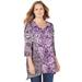 Plus Size Women's Artistry V-Neck Tunic by Catherines in Multi Color Tile (Size 1X)