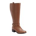 Wide Width Women's The Donna Wide Calf Leather Boot by Comfortview in Cognac (Size 9 1/2 W)