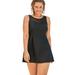 Plus Size Women's Mesh High Neck Swimdress by Swimsuits For All in Black (Size 10)
