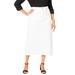 Plus Size Women's Classic Cotton Denim Midi Skirt by Jessica London in White (Size 36) 100% Cotton