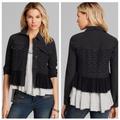 Free People Jackets & Coats | Free People Black Denim & Lace Mix Jean Jacket! | Color: Black | Size: Xs