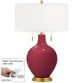 Antique Red Toby Brass Accents Table Lamp with Dimmer