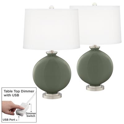 Deep Lichen Green Carrie Table Lamp Set of 2 with ...