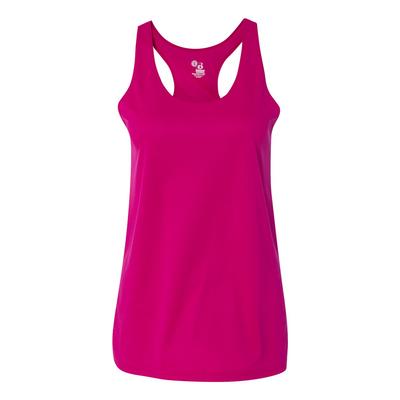 Badger Sport 4166 Athletic B Core Racerback Tank Top in Hot Pink size Small | Polyester BG4166