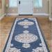 Blue/Navy 87 x 27 x 0.39 in Area Rug - Bungalow Rose Medallion Power Loomed Performance Navy Rug Polyester | 87 H x 27 W x 0.39 D in | Wayfair