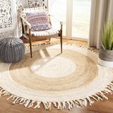 White 120 x 0.25 in Indoor Area Rug - Highland Dunes Round Jaziel Handmade FlatweaveJute/Sisal/Beige/Natural Round Area Rug Cotton/Jute & Sisal | Wayfair