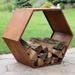 Sunnydaze Log Rack 30" Steel with Rustic Finish Hexagon Firewood Storage