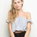Brandy Melville Tops | Brandy Melville Off The Shoulder Top | Color: Blue/White | Size: One Size