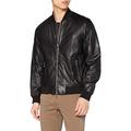Armani Exchange Men's Blouson Leather Jacket, Black, X-Small
