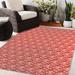 Orange/Red 48 x 0.08 in Area Rug - KAVKA DESIGNS Elche Floral White/Red/Orange Indoor/Outdoor Area Rug Polyester | 48 W x 0.08 D in | Wayfair