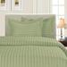 Ebern Designs Khyati 1500 Thread Count 3-Piece DAMASK STRIPE Duvet Cover Set Microfiber in Green | King Duvet Cover + 2 King Shams | Wayfair