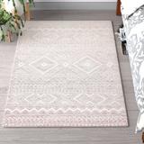 Pink/White 60 x 0.39 in Area Rug - Langley Street® Kyndall Southwestern Handmade Tufted Wool Pink/Ivory Area Rug Wool | 60 W x 0.39 D in | Wayfair