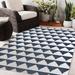 Blue/Navy 108 x 0.08 in Area Rug - Dakota Fields Chartier Geometric Navy/White Indoor/Outdoor Area Rug Polyester | 108 W x 0.08 D in | Wayfair