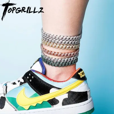 TOPGRILLZ – bracelet de cheville en zircone cubique glacée 4mm chaîne cubaine ras du cou avec