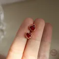 Boucles d'oreilles en argent Sterling 925 avec cœur rouge pour femme bijoux de luxe tempérament