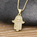 AIBEF-Collier avec Pendentif en Clip Turc pour Femme Mauvais Œil Main Palmier Hamsa Bijoux en