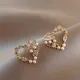 Boucles d'oreilles à tige de perle d'amour pour les femmes boucle d'oreille coréenne de coeur