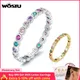 WOSTU – bagues rondes en argent Sterling 925 arc-en-ciel éblouissantes en Zircon pour femmes bijoux