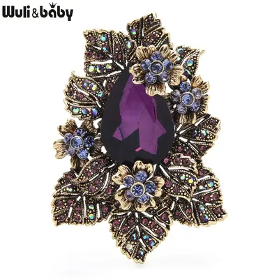 Wuli & baby – broches à fleurs de Style palais en cristal violet pour femmes broches de fête en