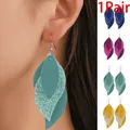 Delysia King-Boucles d'oreilles en cuir à paillettes pour femmes Boucles d'oreilles à trois