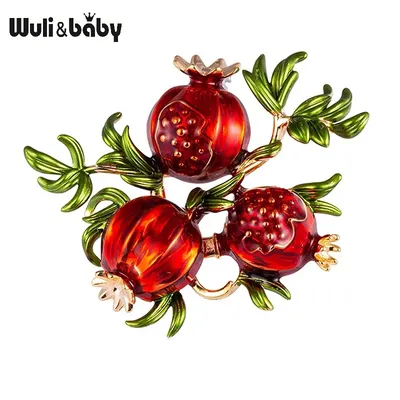 Wuli & baby-broches en émail rouge et grenade pour femmes en alliage de Fruits décontractées pour